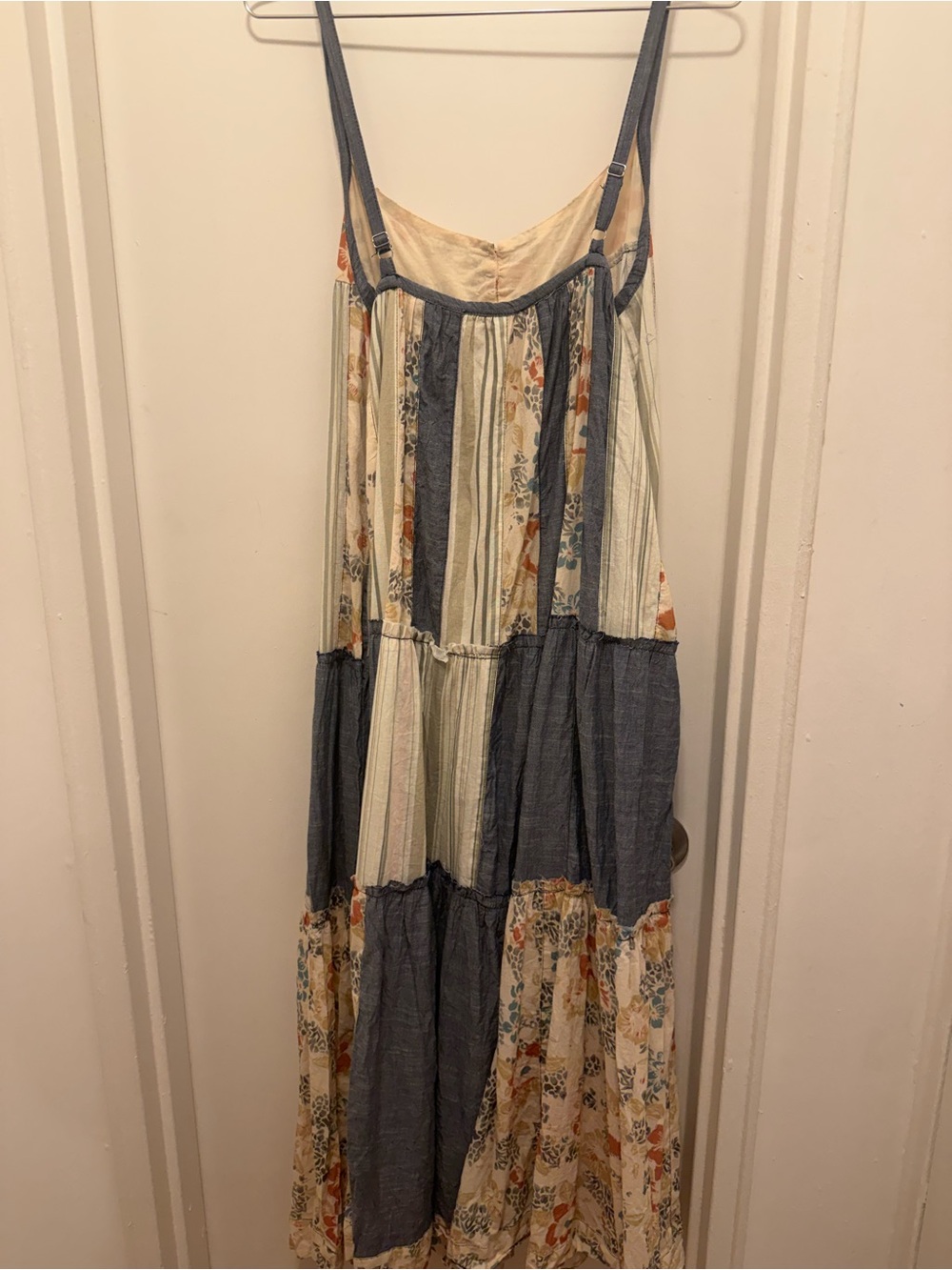 NATURAL LIFE Blue and Cream Patchwork Maxi Dress - Picture 4 of 4